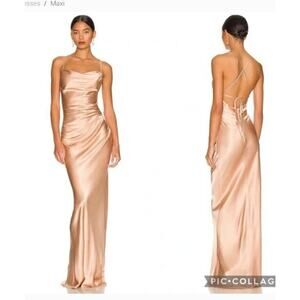 Shona Joy Satin Maxi Dress in Champagne